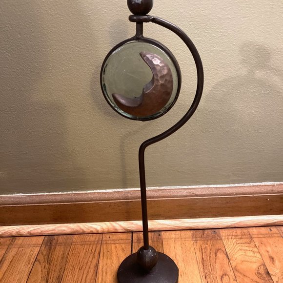 VTG Crescent Moon Glass and Metal  Candle Holder - Picture 3 of 9